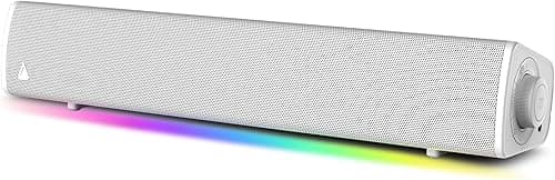 CREATIVE Sound Blaster GS3 (White) Compact RGB Gaming Soundbar with SuperWide technology, Powered via USB, Bluetooth 5.4, Headphone-out port, For PC and Mac