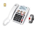 Geemarc CL9000 - Téléphone d’Appel d’Urgence pour la Maison et Son Bracelet SOS Étanche avec Gros Boutons, Volume Amplifié et Écran Rétroéclairé - Fonctionne Uniquement avec Carte SIM - 1