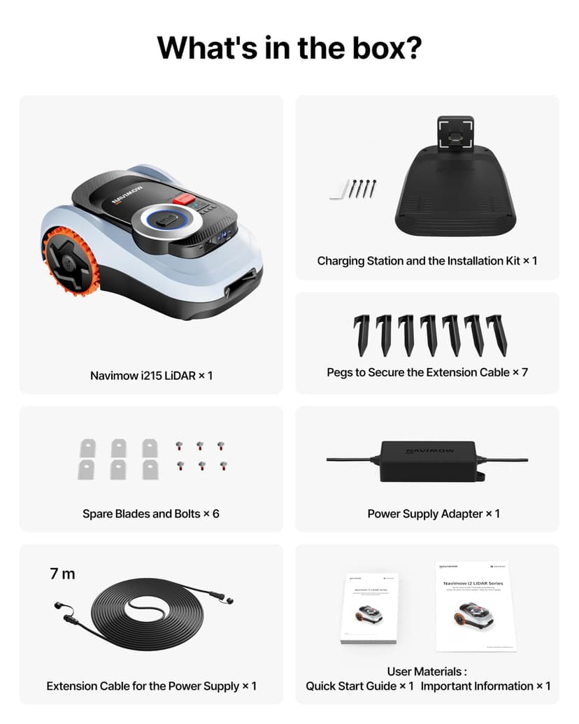Segway Navimow i215 LiDAR Robotic Lawn Mower for 1500m² with Garage M, Off-Road Wheels for 45% Slopes, Solid-state LiDAR + Vision, Auto Mapping, No Wires, No Antenna, Built-In 4G (Ship Separately) - 8