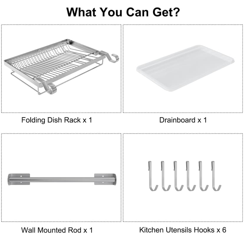 TQVAI ESYLIFE Stainless Steel Dish Rack Organizer with Drain Board, Silver by Esy-Life - 9