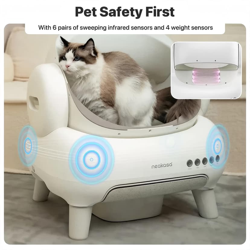 Neakasa M1 Plus Lite Self-Cleaning Cat Litter Tray, Open Top Automatic Litter Box with Large Capacity & App Control, Odour-Free Design for Busy Owners & Multi-Cat Homes, Ideal for Travel - 6