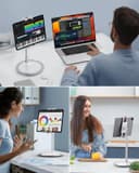 SAIJI Tablet Stand Holder, Adjustable Phone Stand, 360 Degree Rotating, Aluminum Alloy Cradle Desktop Holder Dock for 4.7"-12.9" Screen Phone (Black) - 6