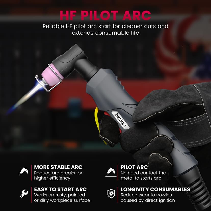 bestarc Plasma Cutter, Pilot Arc [Air Sensor Technology] 110/220V BTC500DP 10th Generation, 50Amps Screen Display Digital Plasma Cutting Machine (BTC500DP 10GEN 110/220V) - 7