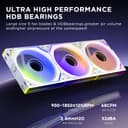 Jungle Leopard Interstellar-V2 Daisy Chain RGB PC Ventilateur 120MM 3er Pack,1850RPM/68CFM/2.4mmH2O/24LEDs,5V3PIN ARGB und 12V4PIN PWM Ventilateur (3, White, 120MM-Forward) - 3