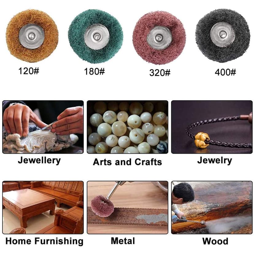 40 Pièces Kit Polissage Perceuse, Accessoires Dremel Polissage Abrasif de 25mm Outils Rotatifs Dremel, Grain 120/180/320/400, Accessoires de Polissage pour Bois Calcul Bijoux Plaque de Cadran - 5