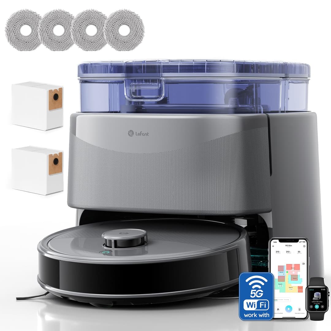 Lefant M3Ultra Robot Vacuum Cleaner Washer, Self-Cleaning Station, Laser Navigation dToF 15m, Suction 23000Pa, Autonomy 220min, Wash 75°C, Cold Dry, Obstacle Avoidance PSD, WiFi 5G