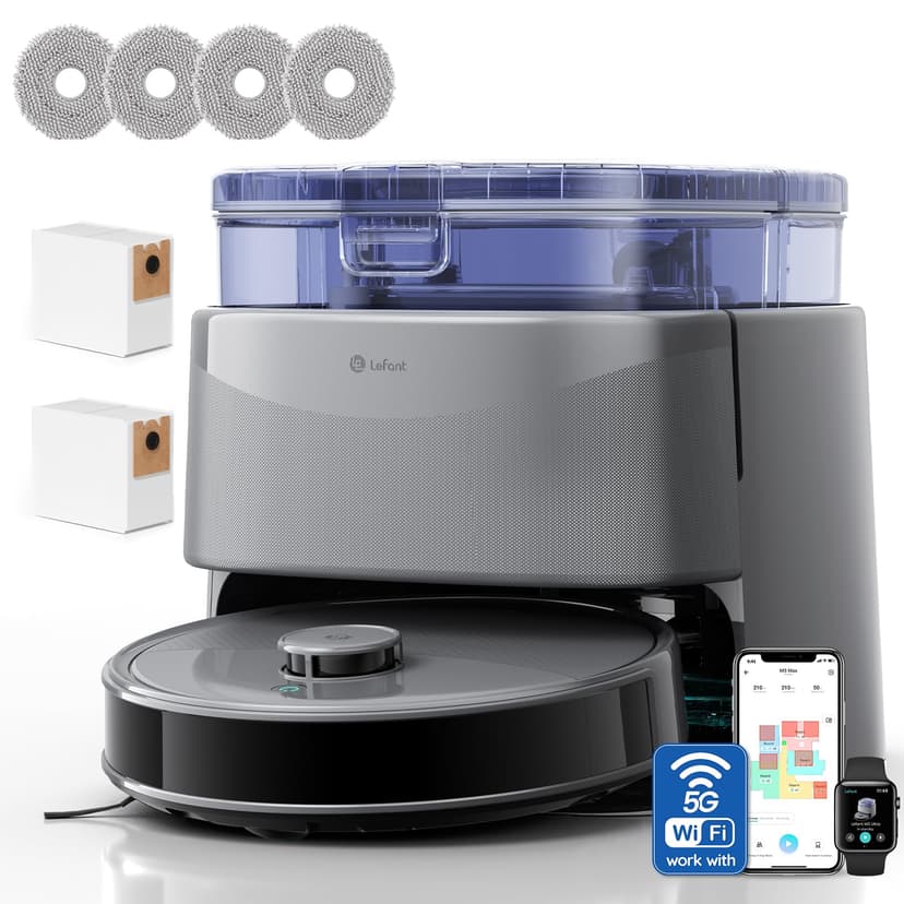 Lefant M3Ultra Robot Vacuum Cleaner Washer, Self-Cleaning Station, Laser Navigation dToF 15m, Suction 23000Pa, Autonomy 220min, Wash 75°C, Cold Dry, Obstacle Avoidance PSD, WiFi 5G - 1