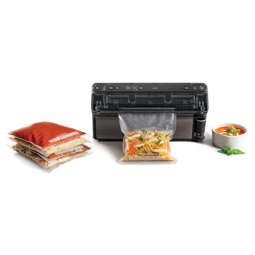 FoodSaver Scelleuse Elite Tout-en-un Liquide+ | Des aliments frais jusqu’à 5x plus longtemps* | Scellage liquide | Avec 1x rouleau (28 cm x 2,43 m) & 4 x Sacs de scellage sous vide (0,94 l & 3,78 l) - 5