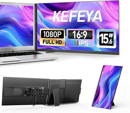 KEFEYA Laptop Screen Extender 15.6" with 120% sRGB FHD 1080P IPS Screen Plug & Play Triple Portable Laptop Monitor Extender Compatible with Mac, Windows, Chrome, Android fit All Laptop Sizes