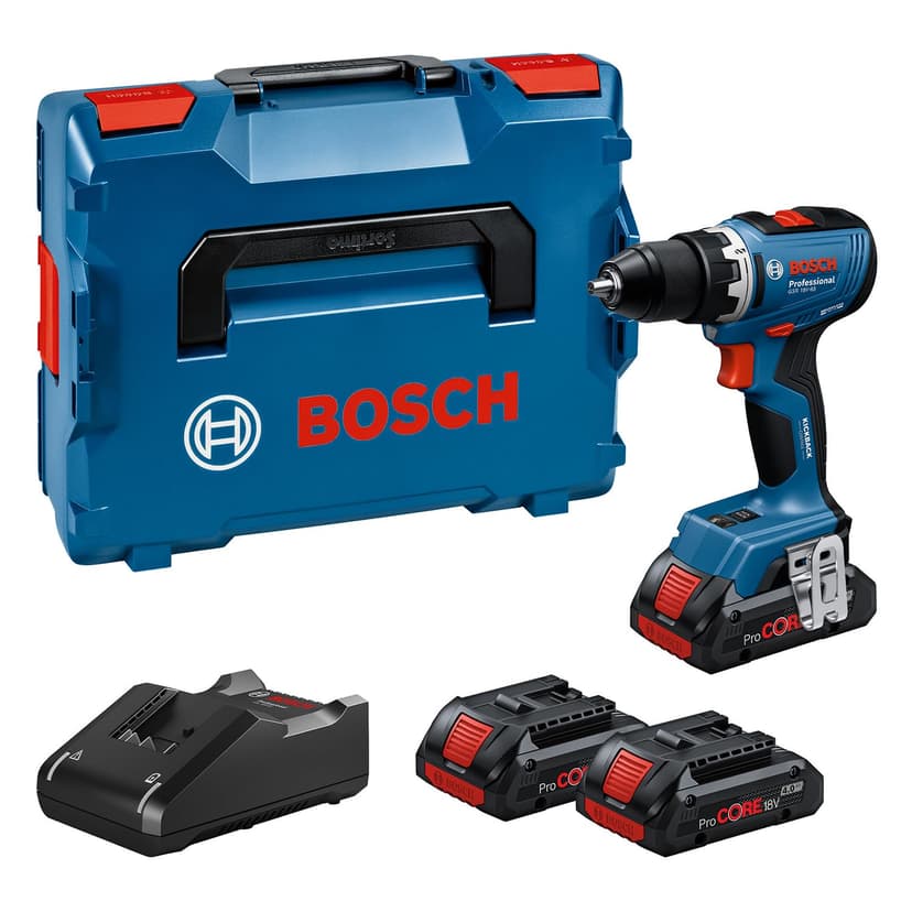Bosch Professional 18V System GSR 18V-65 Cordless Drill (brushless Motor, Head Length 166, incl. 3 x ProCORE18V 4.0Ah Batteries, L-BOXX) - 1