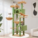 Taoqimiao Cat Tree, 180cm Cat Tower for Indoor Cats Large Cats, Multi-level Cat Climbing Tower, 8 Sisal Scratching Posts, Metal Frame Cozy Hammock, Scratch Board, 2 Top Perches, Green MSC026L - 1
