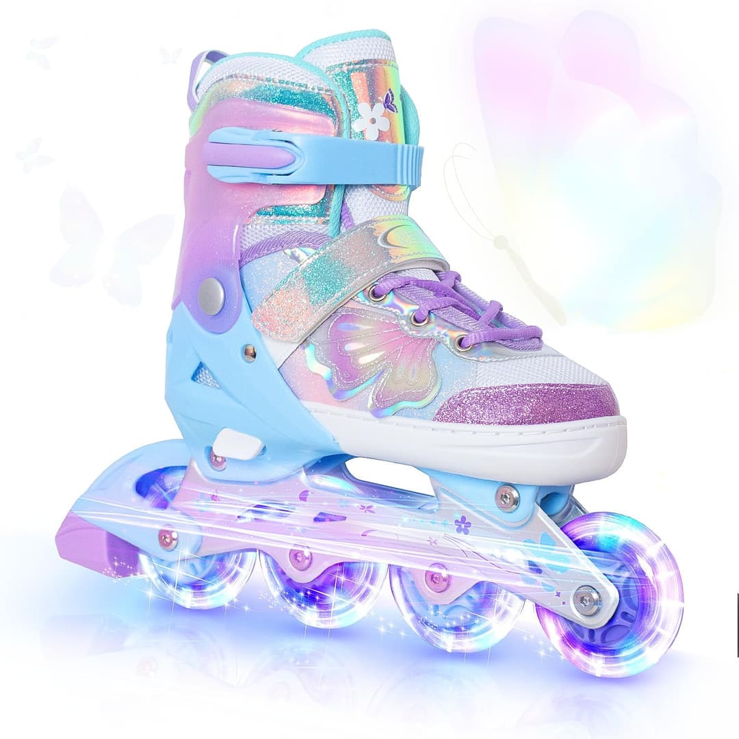 Patins à roues alignées papillon et fleur pour filles et …