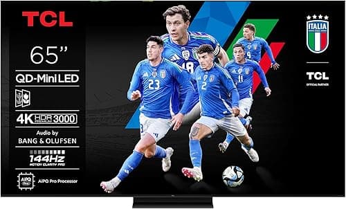 TCL 65C7K 65 Inch QD Mini LED TV, 4K HDR Premium 2600, Smart Google TV with 144Hz Motion Clarity Pro (Dolby Vision IQ & Atmos, CrystGlow HVA Panel, Audio by Bang & Olufsen, Game Master)