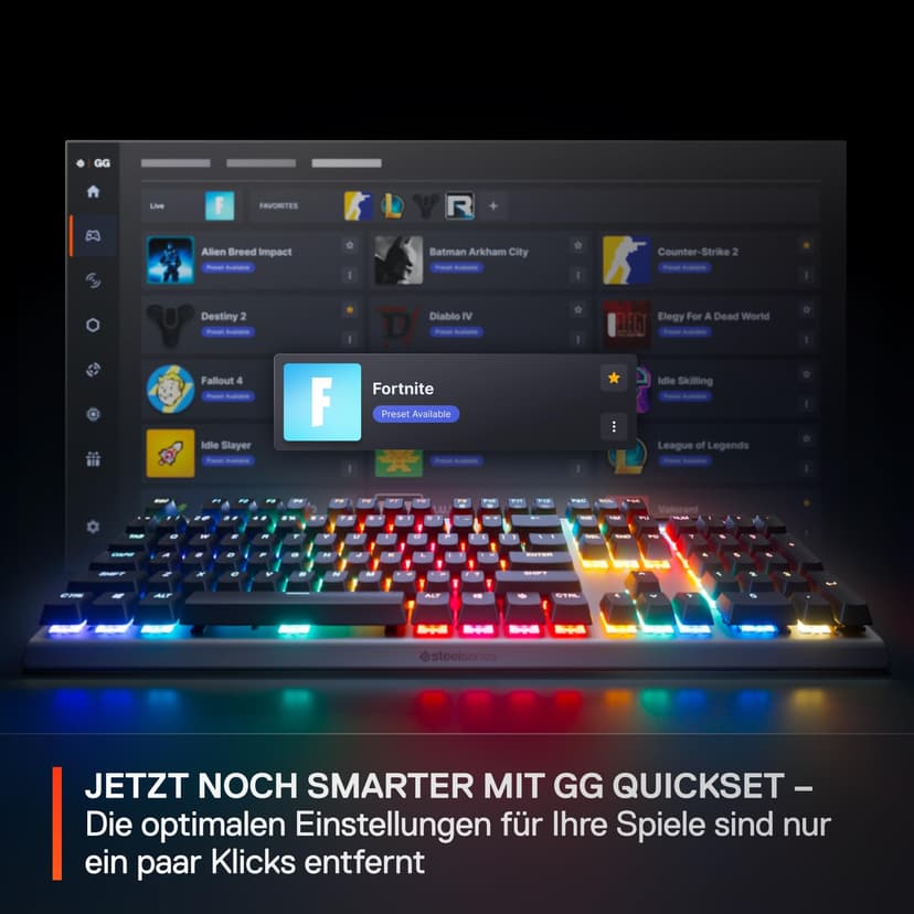 SteelSeries Apex Pro Gen 3 - Gaming Keyboard - Hall Effect Switches; OmniPoint 3.0 - Adjustable Actuation - Game-Ready Presets - Rapid Trigger, Protection Mode, Rapid Tap/SOCD - German QWERTZ - 5