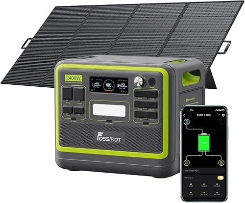 FOSSiBOT F2400 Portable Power Station With 420W solar panel, 2048Wh LiFePO4 solar-generator with 3 x 230V AC Output 2400W (4800W Peak), Applicable to RV/Camping/Home