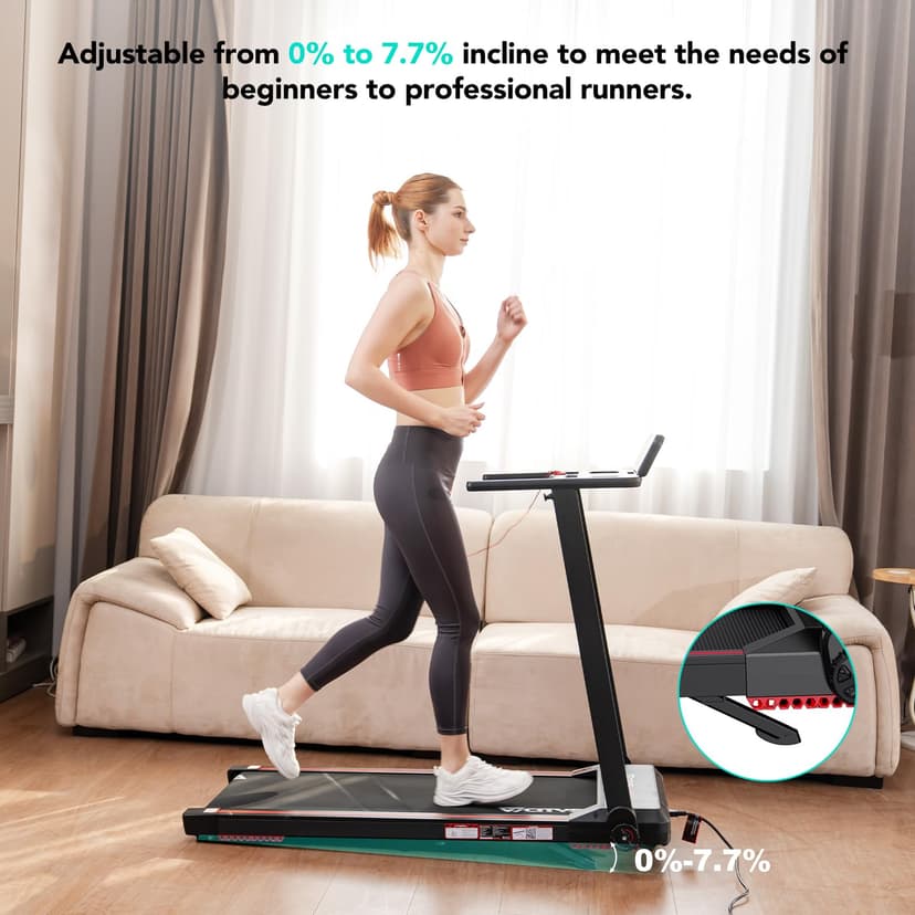 CITYSPORTS Treadmill, folding treadmill 12 km/h, with LED display, APP and 360° tablet holder, compact walking pad for home and office - 2