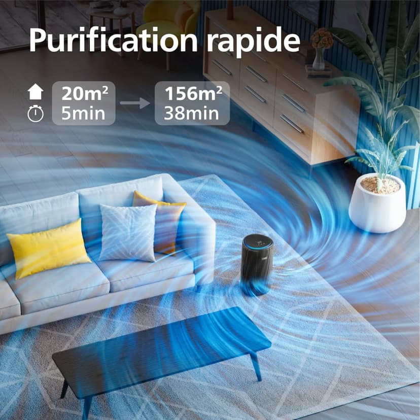 Philips -air purifier 4200 series, HEPA NanoProtect + dual activated carbon filter, CADR 600m³/h for 156 m², ultra-quiet, intelligent and energy efficient (AC4221/11) - 5