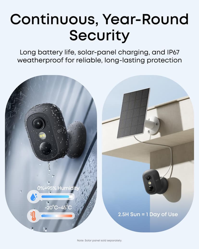 eufy Security eufyCam C35 Caméra de sécurité sans Fil, extérieur et intérieur, Support magnétique, Vision Nocturne en Couleur, Stockage sur Appareil sans abonnement, IP67, Prend en Charge Le Panneau - 8