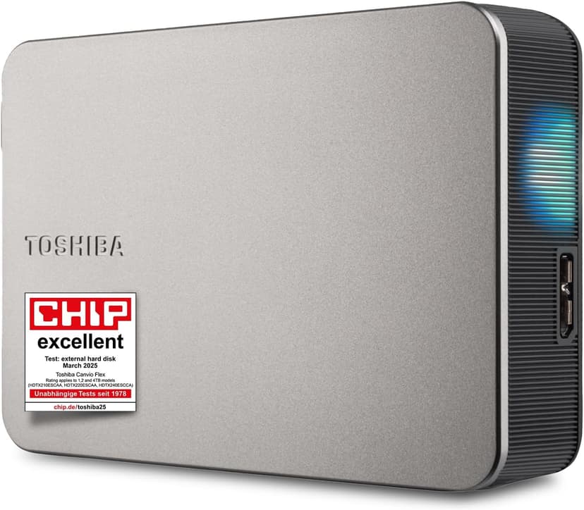 Toshiba Canvio Flex 4TB – Portable 2.5’’ External Hard Drive (HDD) for Mac, Windows PC, Smartphone and Tablet Use, Compatible with Most USB-C and USB-A Devices, Warm Silver (HDTX240ESCCA) - 1