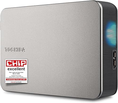 Toshiba Canvio Flex 4TB – Portable 2.5’’ External Hard Drive (HDD) for Mac, Windows PC, Smartphone and Tablet Use, Compatible with Most USB-C and USB-A Devices, Warm Silver (HDTX240ESCCA)