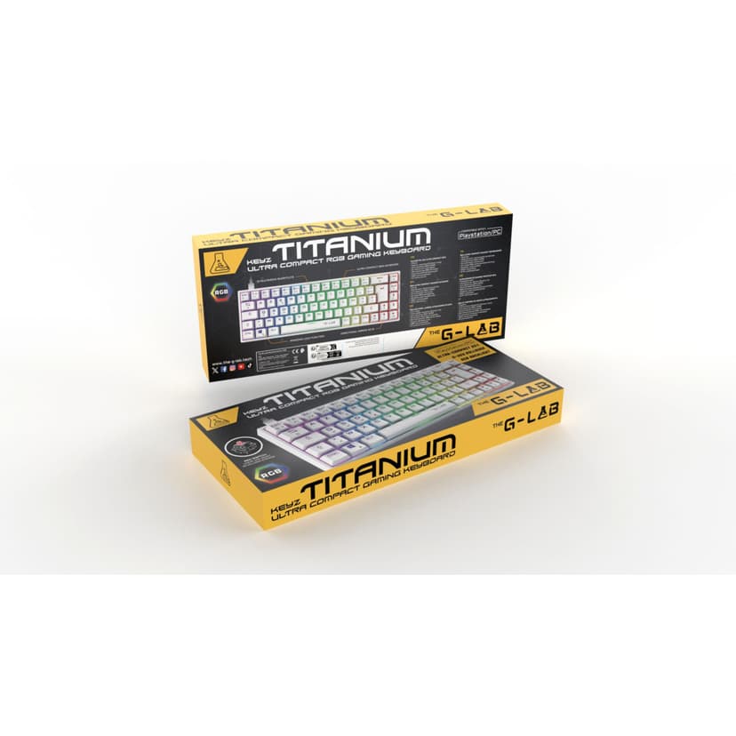 The G-Lab - Keyz Titanium - Gamer Keyboard White 65% AZERTY USB - Mechanical Switch Keyboard Red - RGB 100% Customizable, Anti-Ghosting, Programmable Macro - for PC, PS4, PS5, Xbox - New (White) - 7