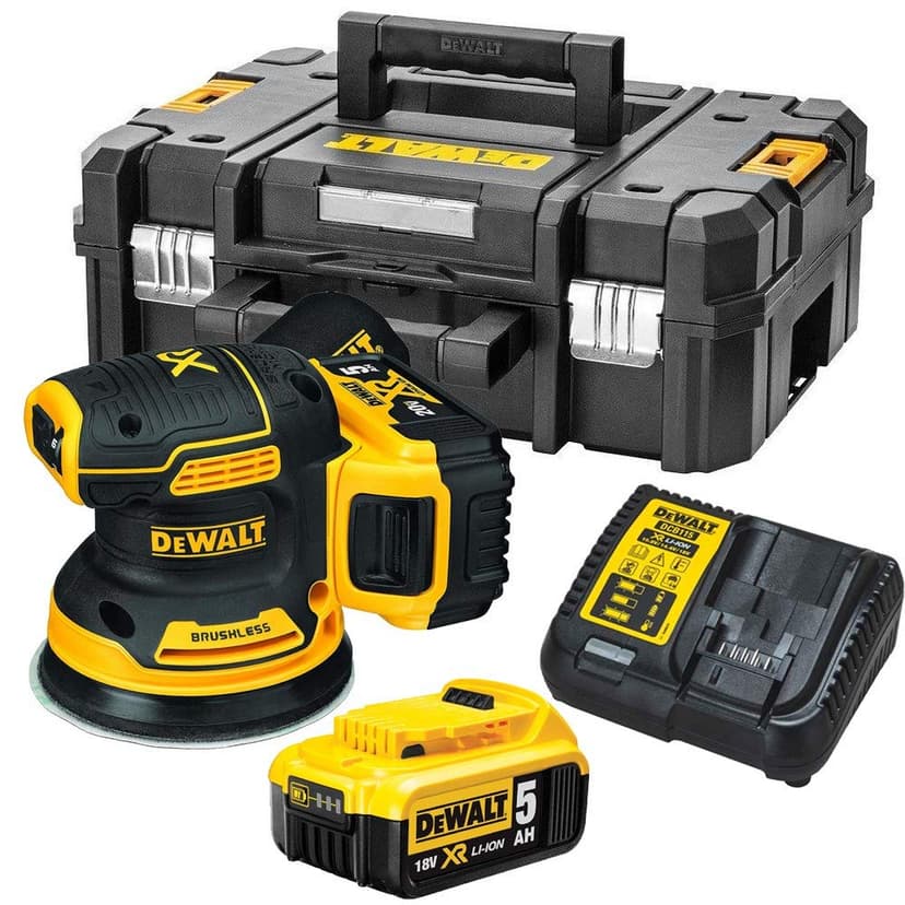 DEWALT DCW210P2-QW Sandpaperdora Rotorbital Sin Escobillas XR 18v Con 2 Baterias Li-ion 5.0ah for DIYers & professionals, made for cutting and finishing jobs, 18v, 5.0ah, single unit - 1