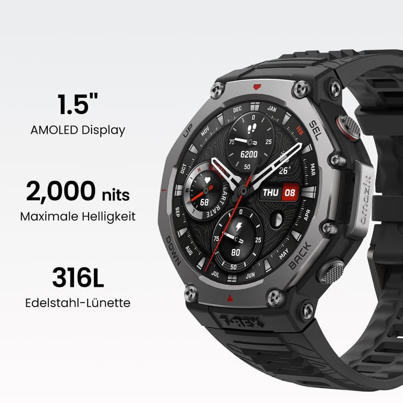 Amazfit T-Rex 3 Outdoor Smartwatch 48mm AMOLED Display, Offline Maps & Navigation, 6 Satellite Systems Dual Band GPS, 27 Days Battery Life, NFC Payment, 170 Sports Mode, 45m Freediving for Adventure - 5