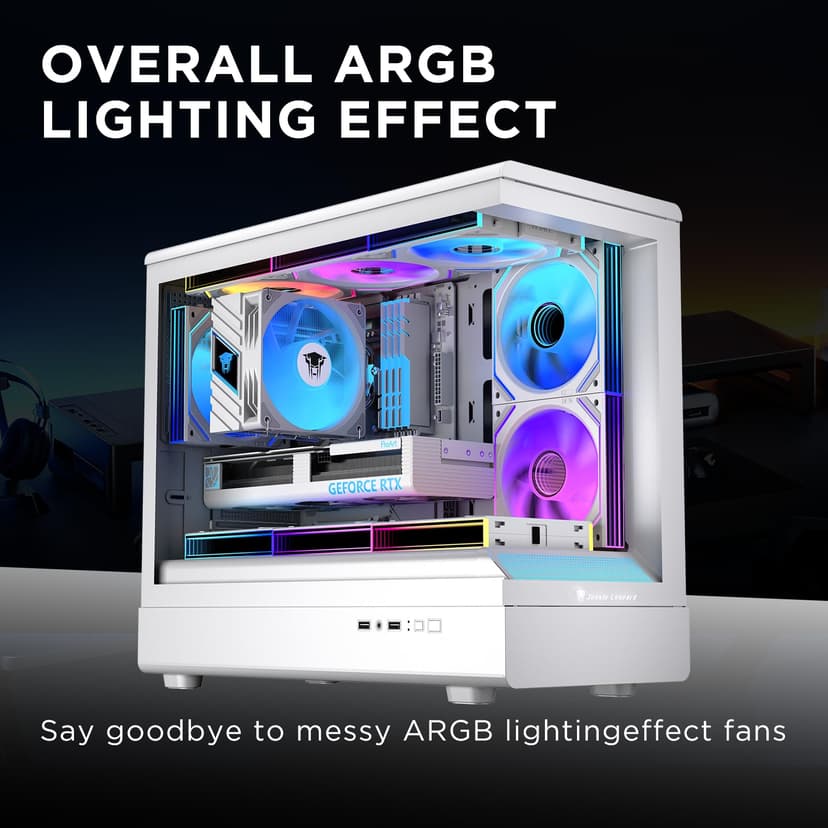 Jungle Leopard Interstellar-V2 Daisy Chain RGB PC Ventilateur 120MM 3er Pack,1850RPM/68CFM/2.4mmH2O/24LEDs,5V3PIN ARGB und 12V4PIN PWM Ventilateur (3, White, 120MM-Forward) - 5