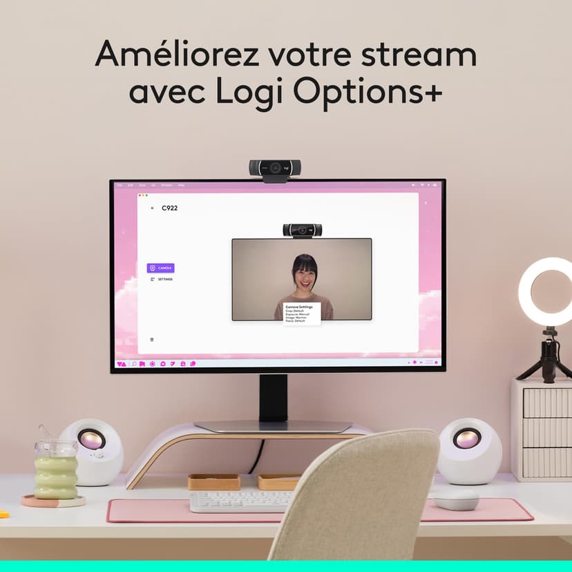 Logitech C922 Pro Stream Webcam, Streaming Ultrarapide HD 1080p/30ips/HD 720p/60ims, Audio Stéréo, Correction HD, Mise au Point Automatique, Youtube, Twitch, Camera PC/Mac/Portable/Macbook/Tablette - 9
