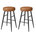 VASAGLE EKHO Collection - Tabouret de Bar, Lot de 2, Chaise de Cuisine, Haut, en PU avec Coutures, Style Moderne Mi-siècle, Hauteur Assise 63 cm, Cuisine, Bar, Montage Facile, Marron Caramel LBC080K01 - 1