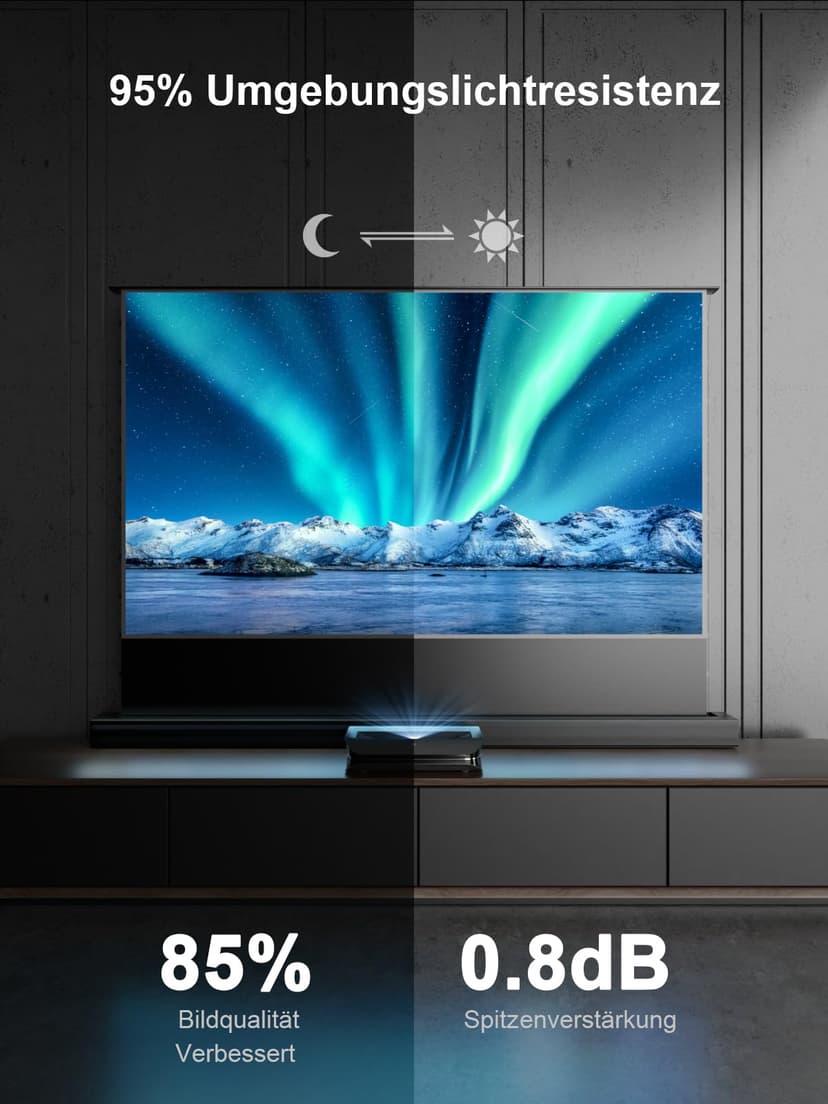 Écran de projection motorisé AWOL VISION 120" ALR Floor Rising pour projecteur à ultra courte focale, écran sur pied pour home cinéma, Ultra HD 4K/8K, rejet de lumière ambiante à 95% 3D actif-ALR-F220 - 4