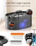 Nenozi Cat Water Fountain for Drinking, 2.2L Automatic Dog Drinking Fountain with Super Silent Pump and Activated Carbon Filter Fountain Water Bowl for Pets （Black） (Grey, 2L) - 5