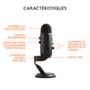 Logitech for Creators Blue Yeti Microphone USB pour Enregistrer, Streaming, Gaming, Podcast sur PC & Mac, Micro condensateur pour ordinateur portable et PC avec Effets Blue VO!CE, Plug and Play - Noir - 7