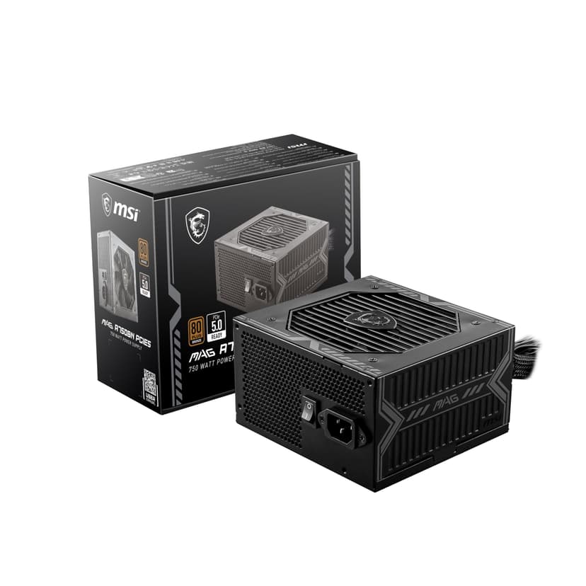 MSI MAG A750BN PCIE 5 Gaming Power Supply - PCIE 5.0 Compatible - Certified 80 Plus Bronze 750W - Compact Size - PSU ATX - 1
