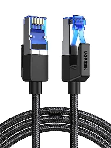 UGREEN CAT 8 Ethernet Cable High-Speed 40Gbps 2000MHz Ethernet Cable Braided RJ45 LAN Gigabit Network F/FTP POE Compatible with Xbox One Switch PS5 PS4 WiFi Extender Router Modem Patch Panel (10M)