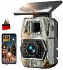 Caméra de Chasse Solaire, 60MP 4K WiFi Camera Chasse avec 5200mAh Batterie Rechargeable, 850nm LED Camera Infrarouge Vision Nocturne Animaux Caméra, Grand Angle 100°, Etanche IP66 avec Carte 32GB - 1