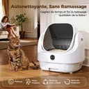 Self Cleaning Cat Litter Tray Open Top, Odor Control, Ready to Use, Automatic Litter Box, Large Capacity with APP Control and Safety Sensor, Ellenpent, with Trash Bags/Litter Mat (White) - 2