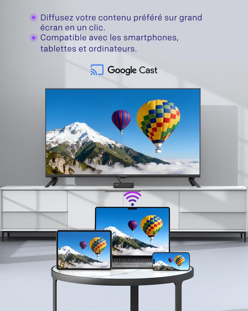 STRONG SRT420 Hybrid Streaming Box Android TV + TNT, 4K, HDR, Dolby® Digital and Dolby® Digital Plus, Chromecast, Voice Assistant Google, Netflix, Disney+, Prime, WiFi, Ethernet, Bluetooth - 5