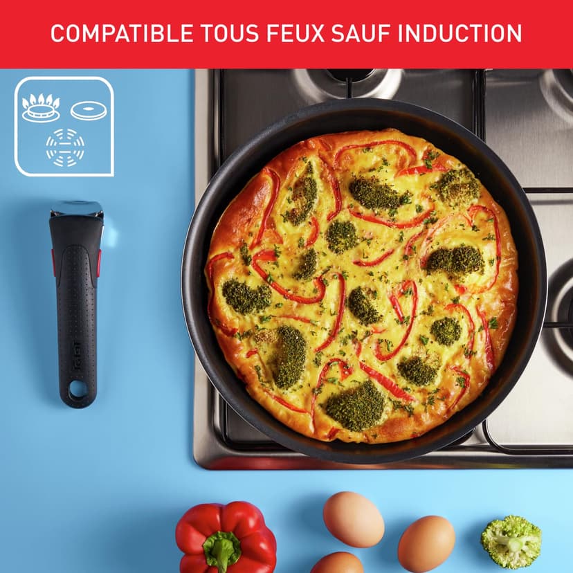 Tefal Ingenio Batterie de cuisine 10 pièces, Poêles, Casseroles, Couvercles, Poignée, Non induction, Revêtement antiadhésif, Empilable, Compatible lave-vaisselle, Fabriqué en France, Easy On L1599902 - 3