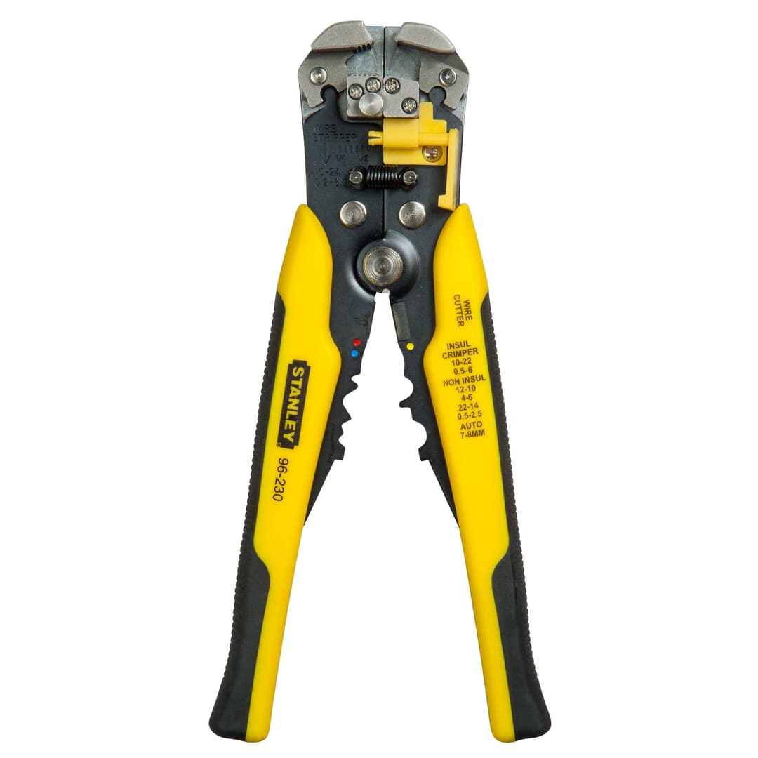 STANLEY Fmht0-96230 Pince À Dénuder Automatique Gamme FATMAX 20,3 cm - Branches Bi matières - Ressort de Rappel - molette de Serrage - Ouverture de mors de 0,2 à 6mm² avec Longueur de 6 à 18mm -