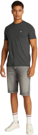 TOMMY JEANS T-Shirt Manches Courtes Homme Tee Col Ras-du-Cou, Gris (Black HTR), L - 5