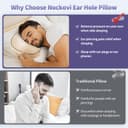 Ear Piercing Pillow for Side Sleepers with Orthopedic Support, Ear Hole Pain Relief Removable Cover 12x19 Inch for Pierced Ears - 4