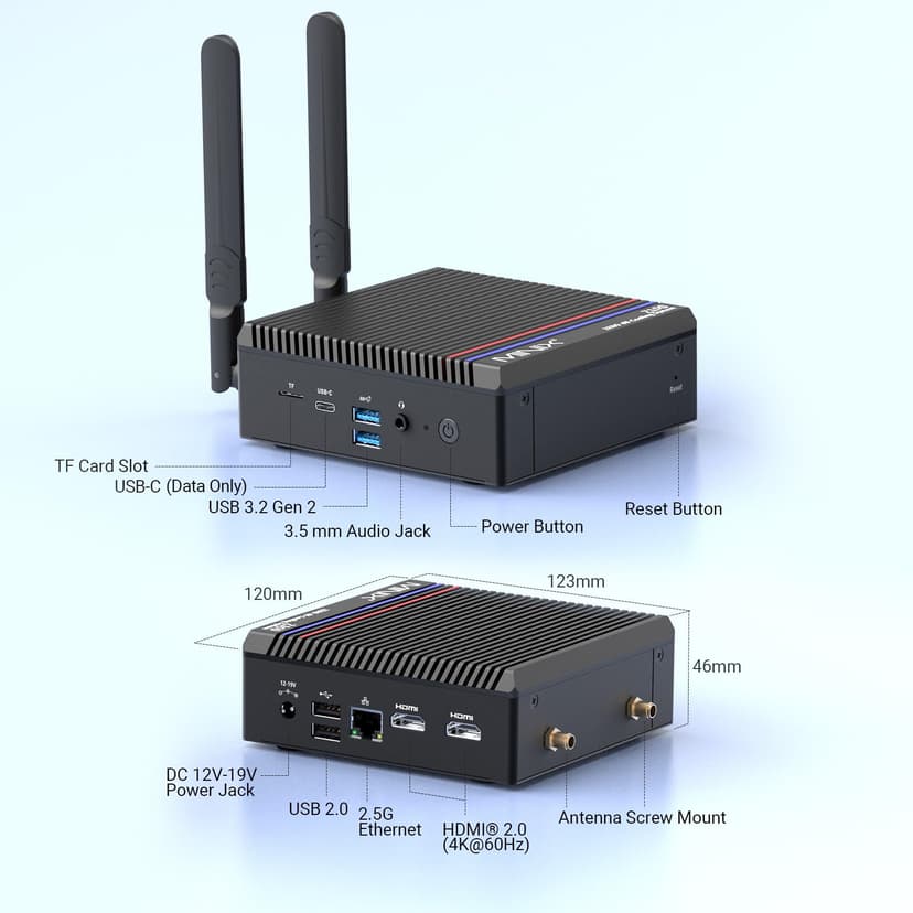 MINIX Z150-0dB Fanless Mini PC, Intel N150 (Upgraded N100), 8GB DDR4/256 GB PCIe Gen3 x 4 SSD/4K Dual Display/2.5G LAN/USB-C/Windows 11 Pro/Auto Power On, for Home Office Industrial and Commercial - 7