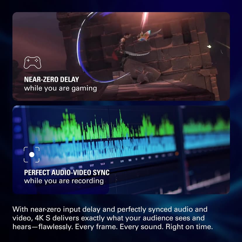 Elgato 4K S – External Capture Card for PS5, Xbox Series X/S, Switch 2, PC, Mac, iPad | 4K60, 1440p120, or 1080p240 Passthrough and Capture, HDR10, VRR, USB-C, Near-Zero Latency - 4