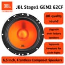 JBL Stage1 62CF GEN2 6.5" (165 mm) Component Car Speakers delivering 80W RMS and 640W Peak Power, 4 Ohm Impedance, Plus One™ Woofer Cone and Edge-Driven Silk Dome Tweeters for Clear JBL Sound - 10