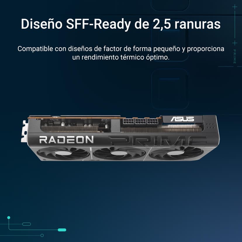 ASUS PRIME RX9070 XT OC, PCIe5, 16GB DDR6, HDMI, 3 DP, 3030MHz Clock, Overclocked, Compact SFF-Ready - 2
