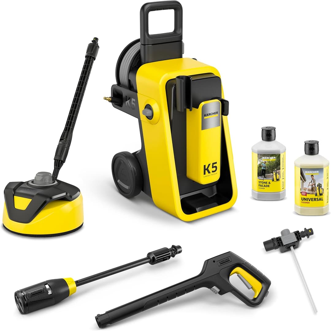 Kärcher K 5 Comfort Premium Home Pressure Washer, Pressure: 145 Bar, Flow Rate: 500 l/h, Surface: 40 m²/h, Extra Flexible High Pressure Hose, Hose Reel, Multi Jet 4 in 1, Home Kit