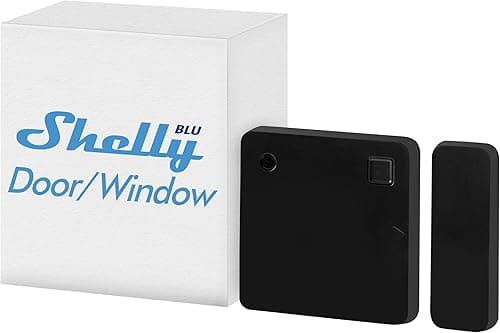 Shelly Blu Door/Window Black - Smart Bluetooth Montion Sensor Alarm, Home Security, Remote Control Detector, App Alerts, Alexa & Google Home, Gateway Required, Scene Activation, Lux Sensor