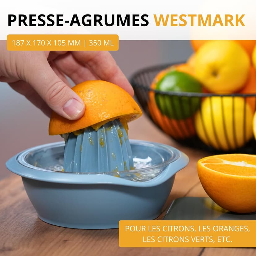 Westmark Presse-Orange/Citron/lemon avec Récipient, Diamètre : 18,7 cm, Capacité : 0,5 L, Plastique, Limetta, Bleu, B0CLGWVPZV - 2