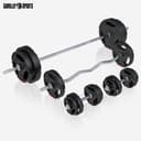 GORILLA SPORTS® Weight Bench - with 100kg Weights, Barbell Bar, EZ Curl Bar, Dumbbells, Adjustable, Rack, Dip Station, Preacher Pult, Leg Extension, Black or White - Training, Workout Bench, Multi Gym - 3